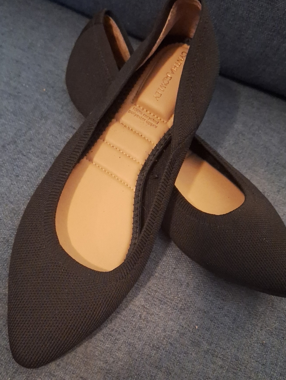Cynthia  Rowley Black Pointed Knit Ballet Flats